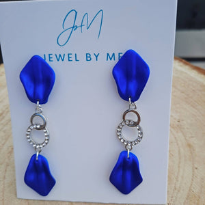 Oorbel metaal zilver blauw